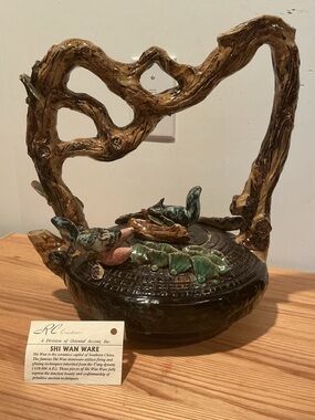 Vintage Shiwan Ware Large Heavy Chinese Pottery Squirrel TeaPot